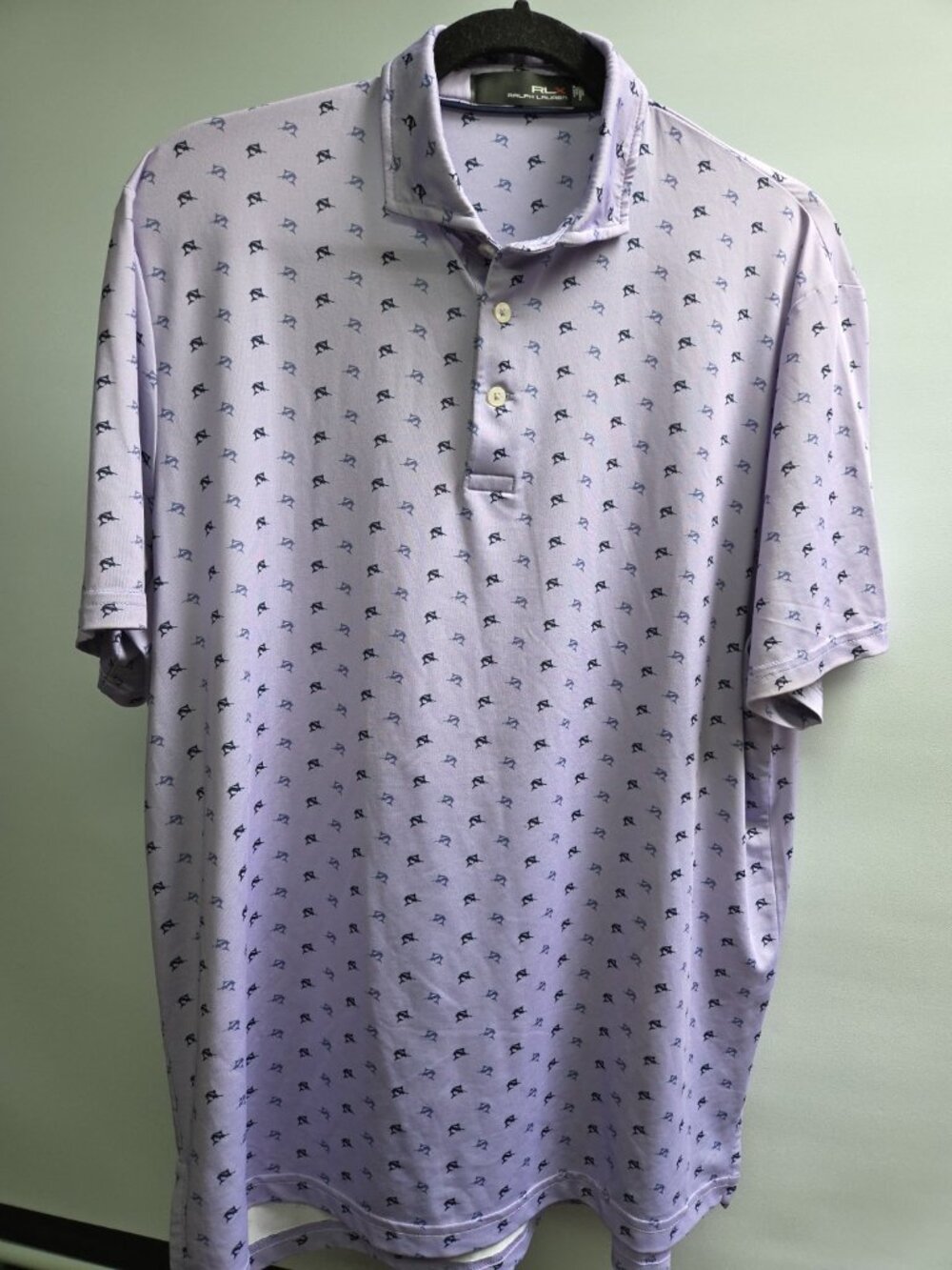 Ralph Lauren Purple Polo Shirt with Classic Design RLX Marlin AOP Golf Sport Med